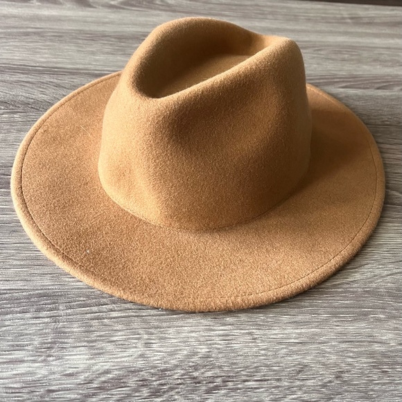 ZARA tan/brown wool blend felt Boho 3” wide brimmed hat - women’s medium - Picture 2 of 10